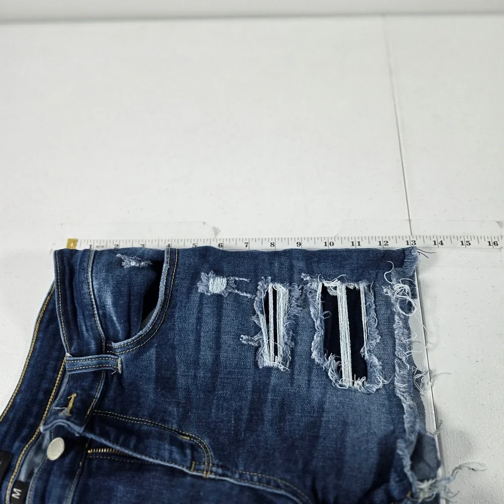 Judy Blue Distressed Raw Hem Denim Shorts Dark Wash Womens Size‎ Medium